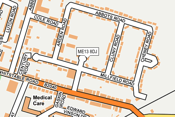 ME13 8DJ map - OS OpenMap – Local (Ordnance Survey) ME13 8DJ map - OS OpenMap – Local (Ordnance Survey)