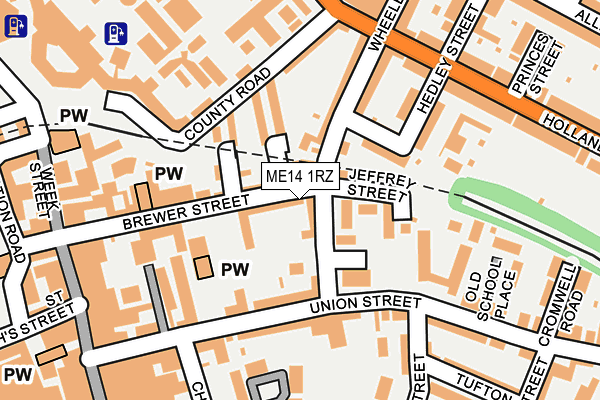 ME14 1RZ map - OS OpenMap – Local (Ordnance Survey) ME14 1RZ map - OS OpenMap – Local (Ordnance Survey)