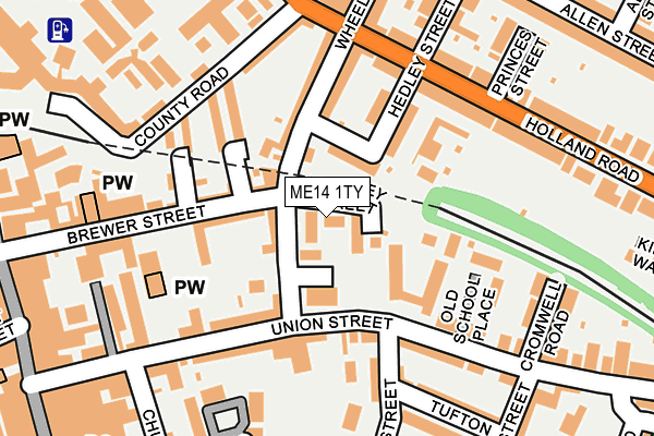 ME14 1TY map - OS OpenMap – Local (Ordnance Survey) ME14 1TY map - OS OpenMap – Local (Ordnance Survey)