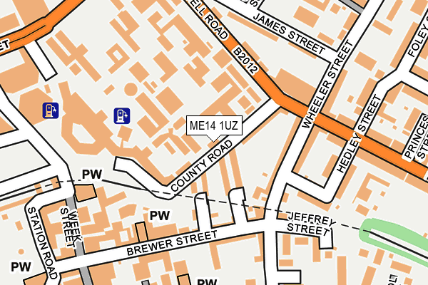 ME14 1UZ map - OS OpenMap – Local (Ordnance Survey) ME14 1UZ map - OS OpenMap – Local (Ordnance Survey)