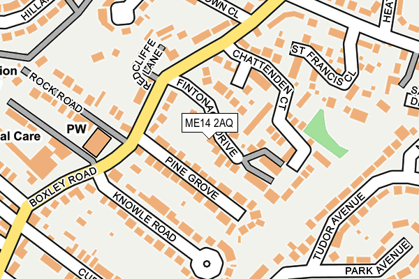 ME14 2AQ map - OS OpenMap – Local (Ordnance Survey) ME14 2AQ map - OS OpenMap – Local (Ordnance Survey)