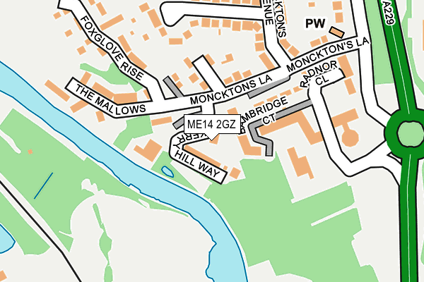 ME14 2GZ map - OS OpenMap – Local (Ordnance Survey) ME14 2GZ map - OS OpenMap – Local (Ordnance Survey)