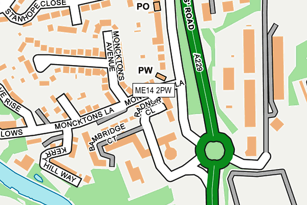 ME14 2PW map - OS OpenMap – Local (Ordnance Survey) ME14 2PW map - OS OpenMap – Local (Ordnance Survey)