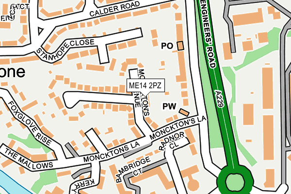 ME14 2PZ map - OS OpenMap – Local (Ordnance Survey) ME14 2PZ map - OS OpenMap – Local (Ordnance Survey)