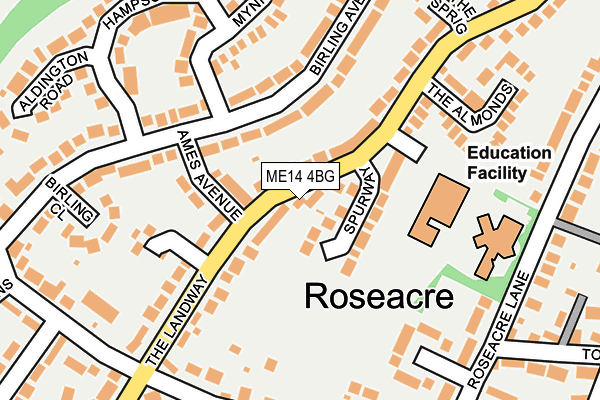 ME14 4BG map - OS OpenMap – Local (Ordnance Survey) ME14 4BG map - OS OpenMap – Local (Ordnance Survey)