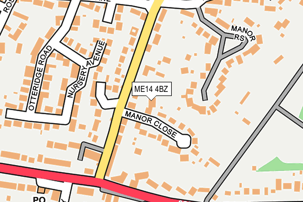 ME14 4BZ map - OS OpenMap – Local (Ordnance Survey) ME14 4BZ map - OS OpenMap – Local (Ordnance Survey)