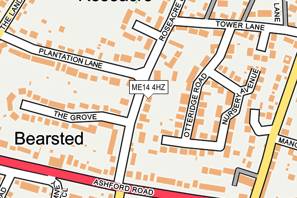 ME14 4HZ map - OS OpenMap – Local (Ordnance Survey) ME14 4HZ map - OS OpenMap – Local (Ordnance Survey)