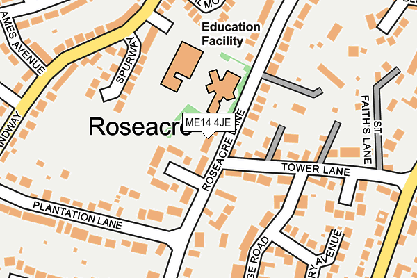 ME14 4JE map - OS OpenMap – Local (Ordnance Survey) ME14 4JE map - OS OpenMap – Local (Ordnance Survey)