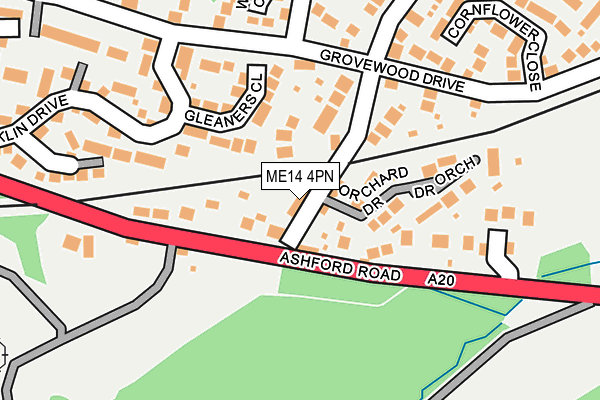 ME14 4PN map - OS OpenMap – Local (Ordnance Survey) ME14 4PN map - OS OpenMap – Local (Ordnance Survey)