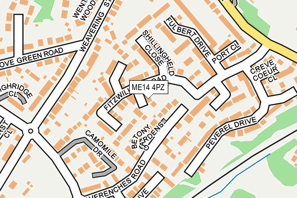 ME14 4PZ map - OS OpenMap – Local (Ordnance Survey) ME14 4PZ map - OS OpenMap – Local (Ordnance Survey)