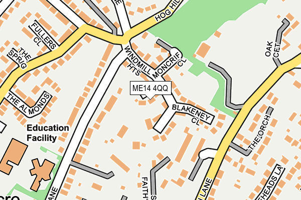 ME14 4QQ map - OS OpenMap – Local (Ordnance Survey) ME14 4QQ map - OS OpenMap – Local (Ordnance Survey)