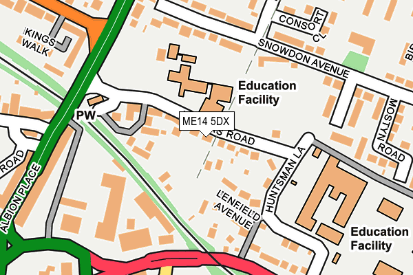 ME14 5DX map - OS OpenMap – Local (Ordnance Survey) ME14 5DX map - OS OpenMap – Local (Ordnance Survey)