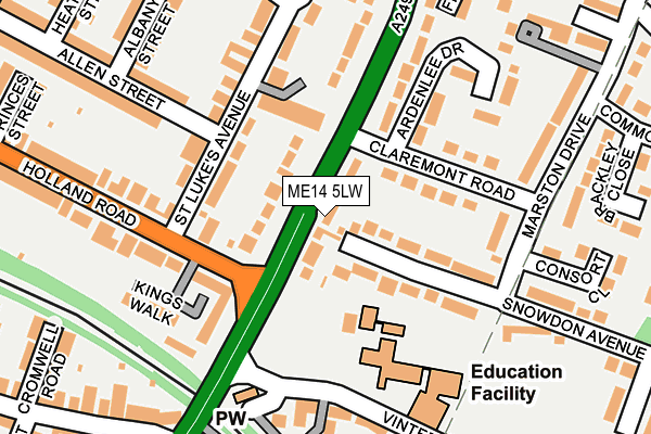 ME14 5LW map - OS OpenMap – Local (Ordnance Survey) ME14 5LW map - OS OpenMap – Local (Ordnance Survey)