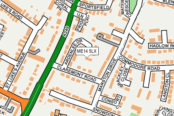 ME14 5LX map - OS OpenMap – Local (Ordnance Survey) ME14 5LX map - OS OpenMap – Local (Ordnance Survey)