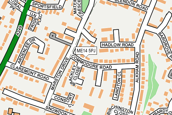 ME14 5PJ map - OS OpenMap – Local (Ordnance Survey) ME14 5PJ map - OS OpenMap – Local (Ordnance Survey)