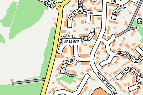 ME14 5SZ map - OS OpenMap – Local (Ordnance Survey) ME14 5SZ map - OS OpenMap – Local (Ordnance Survey)