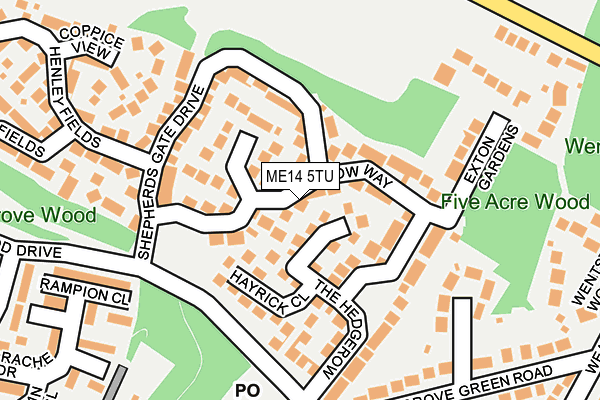 ME14 5TU map - OS OpenMap – Local (Ordnance Survey) ME14 5TU map - OS OpenMap – Local (Ordnance Survey)