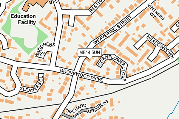 ME14 5UN map - OS OpenMap – Local (Ordnance Survey) ME14 5UN map - OS OpenMap – Local (Ordnance Survey)