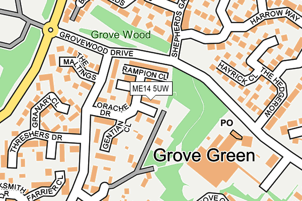 ME14 5UW map - OS OpenMap – Local (Ordnance Survey) ME14 5UW map - OS OpenMap – Local (Ordnance Survey)