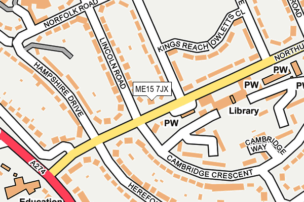 ME15 7JX map - OS OpenMap – Local (Ordnance Survey) ME15 7JX map - OS OpenMap – Local (Ordnance Survey)
