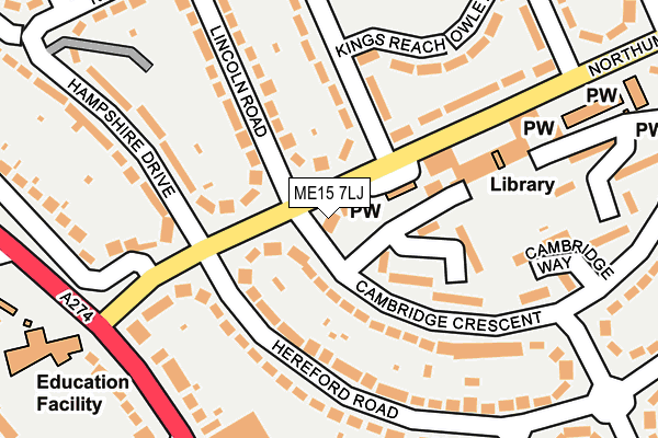 ME15 7LJ map - OS OpenMap – Local (Ordnance Survey) ME15 7LJ map - OS OpenMap – Local (Ordnance Survey)