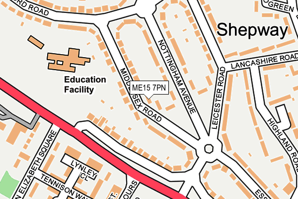 ME15 7PN map - OS OpenMap – Local (Ordnance Survey) ME15 7PN map - OS OpenMap – Local (Ordnance Survey)