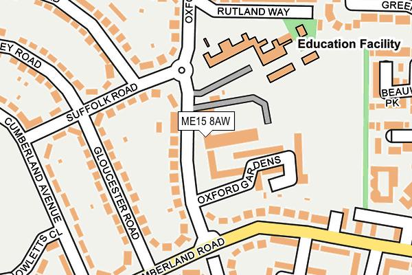 ME15 8AW map - OS OpenMap – Local (Ordnance Survey) ME15 8AW map - OS OpenMap – Local (Ordnance Survey)