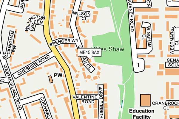 ME15 8AX map - OS OpenMap – Local (Ordnance Survey) ME15 8AX map - OS OpenMap – Local (Ordnance Survey)