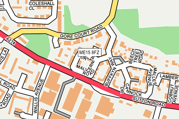 ME15 8FZ map - OS OpenMap – Local (Ordnance Survey) ME15 8FZ map - OS OpenMap – Local (Ordnance Survey)