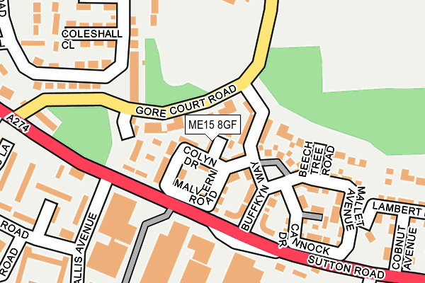 ME15 8GF map - OS OpenMap – Local (Ordnance Survey) ME15 8GF map - OS OpenMap – Local (Ordnance Survey)