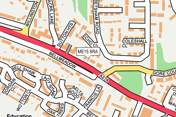 ME15 8RA map - OS OpenMap – Local (Ordnance Survey) ME15 8RA map - OS OpenMap – Local (Ordnance Survey)