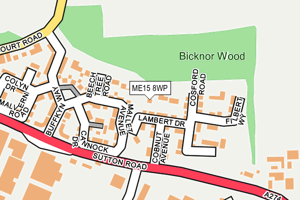 ME15 8WP map - OS OpenMap – Local (Ordnance Survey) ME15 8WP map - OS OpenMap – Local (Ordnance Survey)