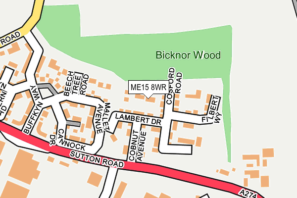 ME15 8WR map - OS OpenMap – Local (Ordnance Survey) ME15 8WR map - OS OpenMap – Local (Ordnance Survey)