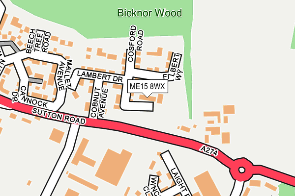 ME15 8WX map - OS OpenMap – Local (Ordnance Survey) ME15 8WX map - OS OpenMap – Local (Ordnance Survey)