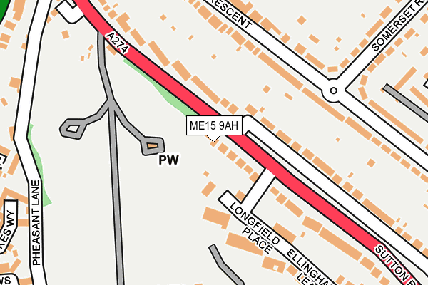 ME15 9AH map - OS OpenMap – Local (Ordnance Survey) ME15 9AH map - OS OpenMap – Local (Ordnance Survey)