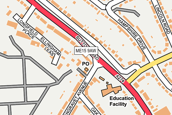 ME15 9AW map - OS OpenMap – Local (Ordnance Survey) ME15 9AW map - OS OpenMap – Local (Ordnance Survey)