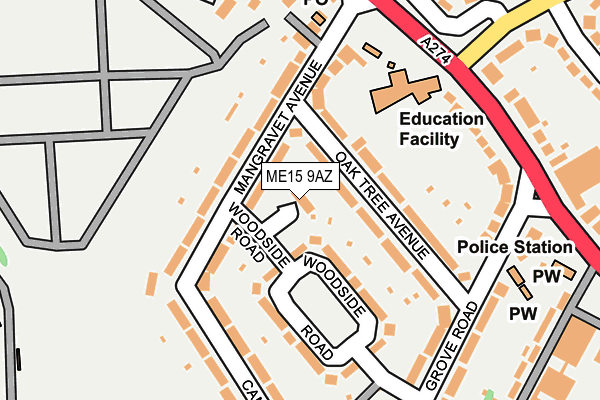 ME15 9AZ map - OS OpenMap – Local (Ordnance Survey) ME15 9AZ map - OS OpenMap – Local (Ordnance Survey)