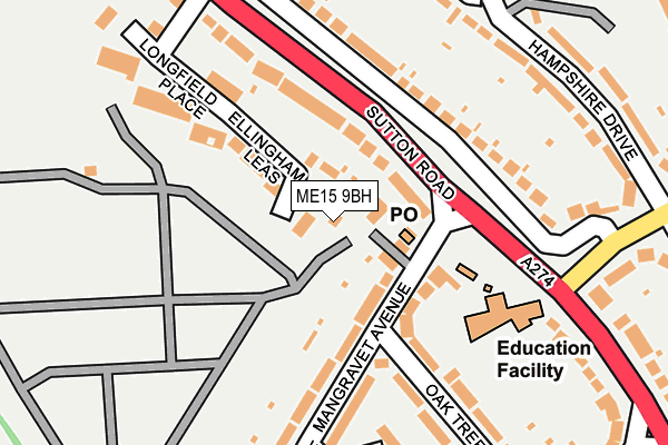 ME15 9BH map - OS OpenMap – Local (Ordnance Survey) ME15 9BH map - OS OpenMap – Local (Ordnance Survey)