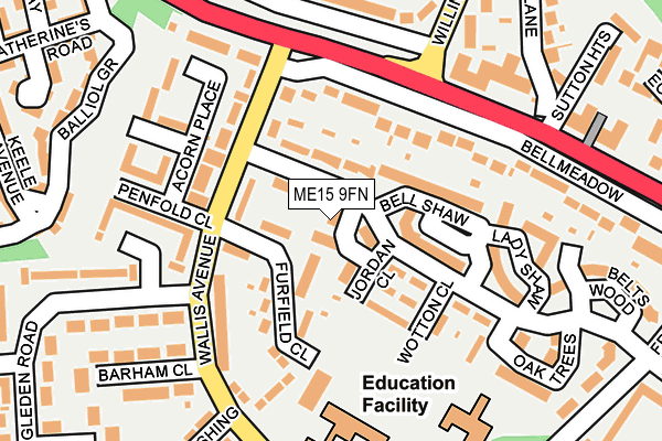 ME15 9FN map - OS OpenMap – Local (Ordnance Survey) ME15 9FN map - OS OpenMap – Local (Ordnance Survey)