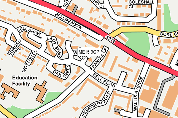 ME15 9GP map - OS OpenMap – Local (Ordnance Survey) ME15 9GP map - OS OpenMap – Local (Ordnance Survey)