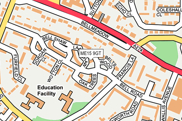 ME15 9GT map - OS OpenMap – Local (Ordnance Survey) ME15 9GT map - OS OpenMap – Local (Ordnance Survey)