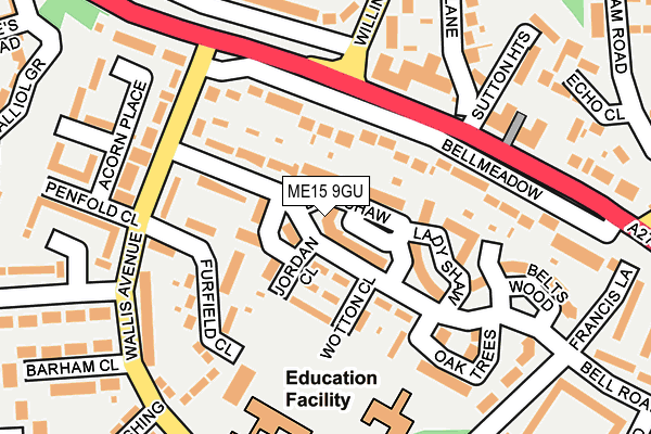 ME15 9GU map - OS OpenMap – Local (Ordnance Survey) ME15 9GU map - OS OpenMap – Local (Ordnance Survey)