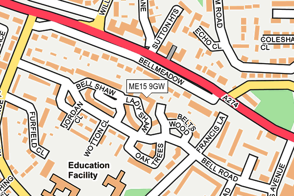 ME15 9GW map - OS OpenMap – Local (Ordnance Survey) ME15 9GW map - OS OpenMap – Local (Ordnance Survey)