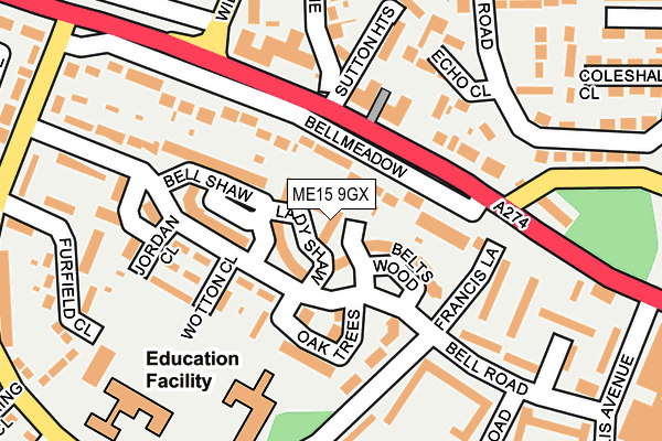 ME15 9GX map - OS OpenMap – Local (Ordnance Survey)