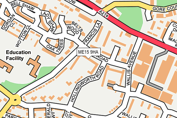 ME15 9HA map - OS OpenMap – Local (Ordnance Survey) ME15 9HA map - OS OpenMap – Local (Ordnance Survey)
