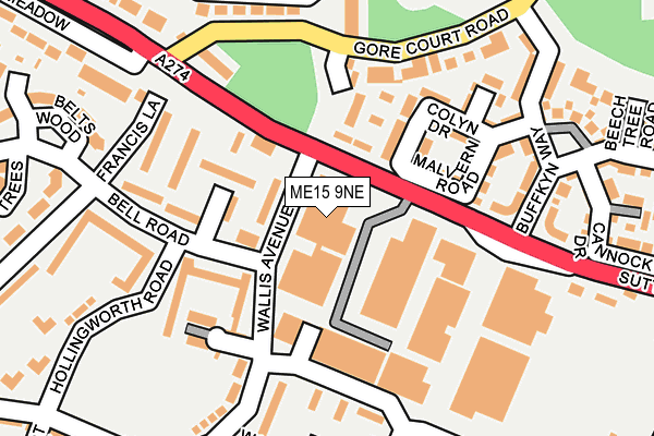 ME15 9NE map - OS OpenMap – Local (Ordnance Survey) ME15 9NE map - OS OpenMap – Local (Ordnance Survey)