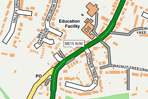 ME15 9UW map - OS OpenMap – Local (Ordnance Survey) ME15 9UW map - OS OpenMap – Local (Ordnance Survey)