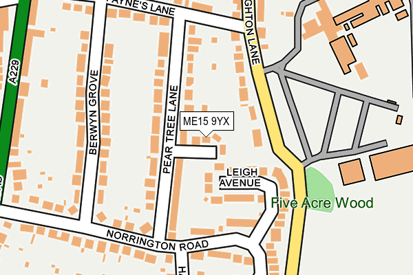 ME15 9YX map - OS OpenMap – Local (Ordnance Survey) ME15 9YX map - OS OpenMap – Local (Ordnance Survey)