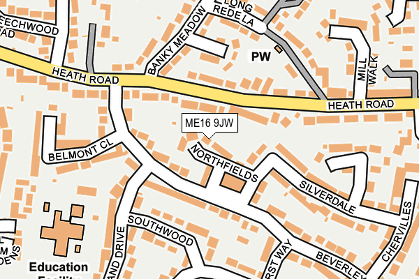 ME16 9JW map - OS OpenMap – Local (Ordnance Survey)