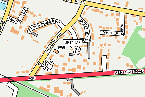 ME17 1AZ map - OS OpenMap – Local (Ordnance Survey) ME17 1AZ map - OS OpenMap – Local (Ordnance Survey)